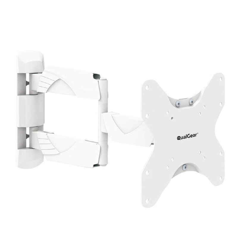QualGear كوالجير Qg-TM-005-WHT حامل تلفاز حائط بحركة كاملة بتصميم عصري عالي الجودة مقاس 23 إنش إلى 42 إنش، أبيض [معتمد من UL] - Image 1